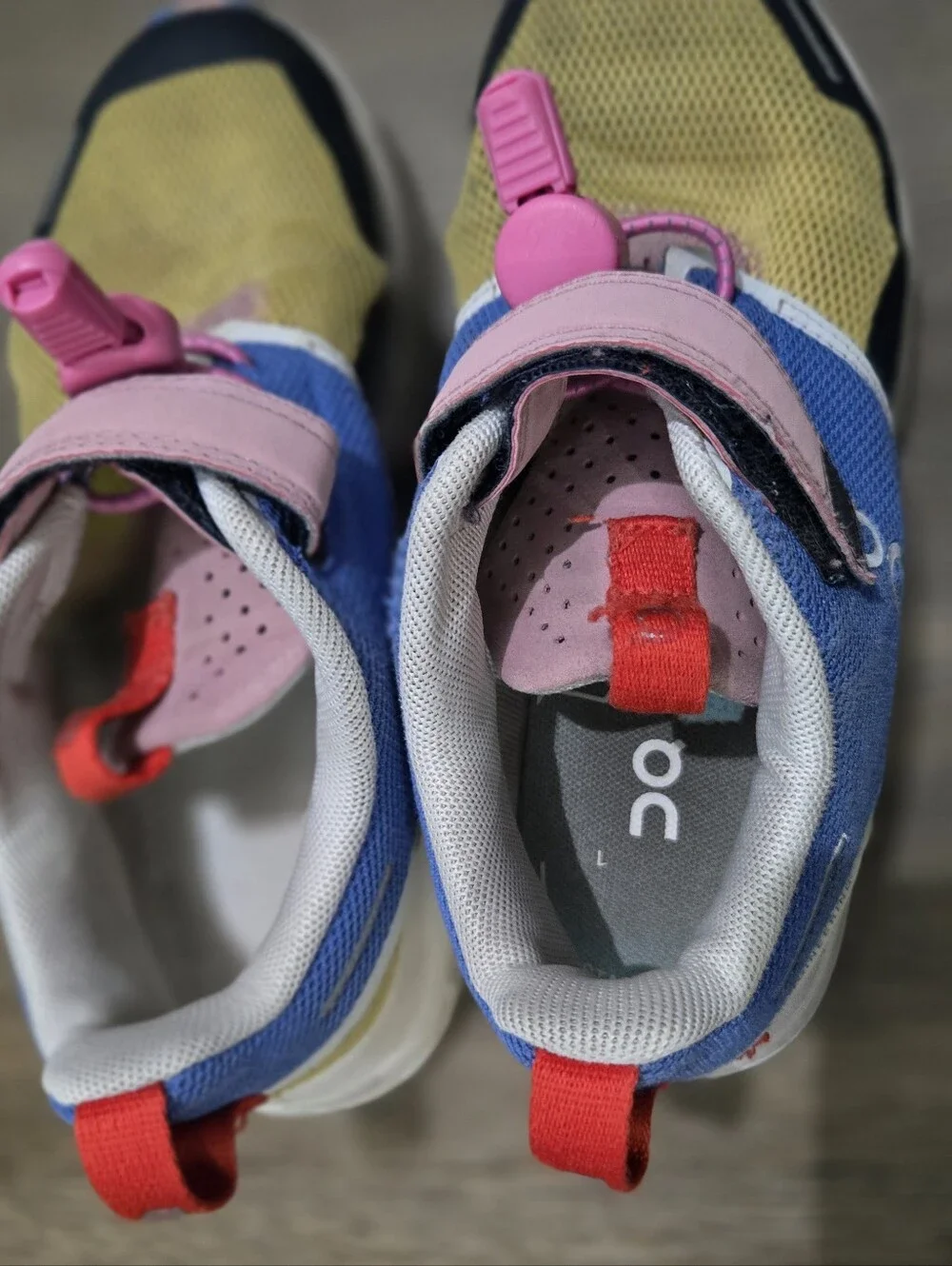 Kids Multicolor Hook-and-Loop Sneakers - Blue, Pink & Yellow